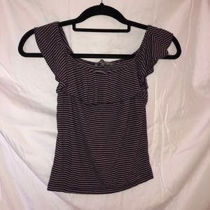 Striped Off the Shoulder Ruffled Top